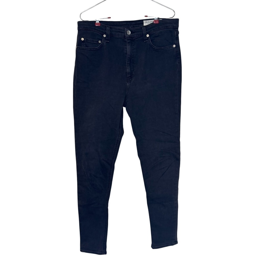 rag & bone Women's Jeans Relaxed Straight Leg Ankle High-Rise Denim Black Sz. 30